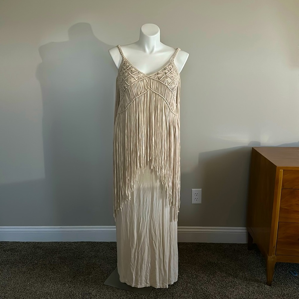 Boston proper maxi fringe dress size medium